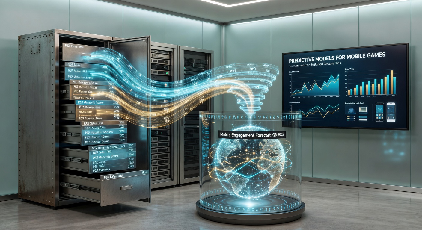 Data scientists reviewing predictive model outputs comparing console review trends with mobile game performance metrics