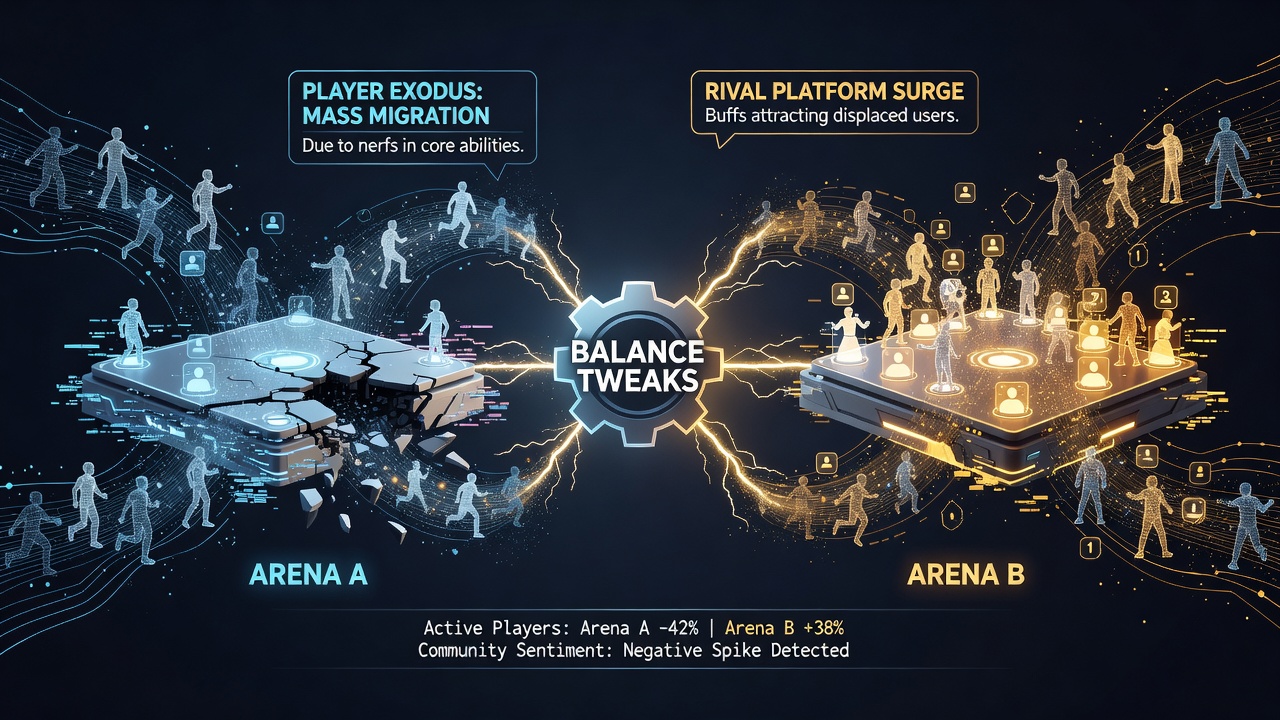 Analytics dashboards showing player count fluctuations on competing arena platforms during August 2026