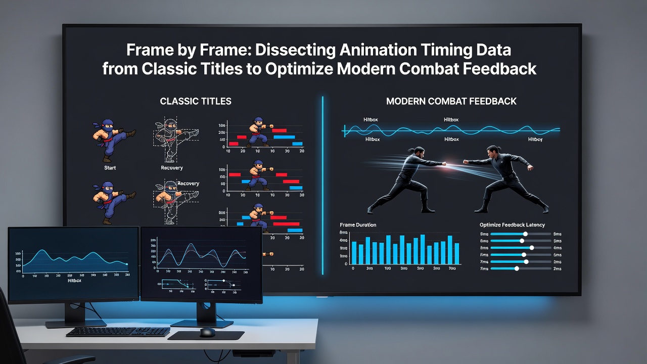 Side-by-side comparison of classic and modern combat animation timelines highlighting optimized feedback points in contemporary titles