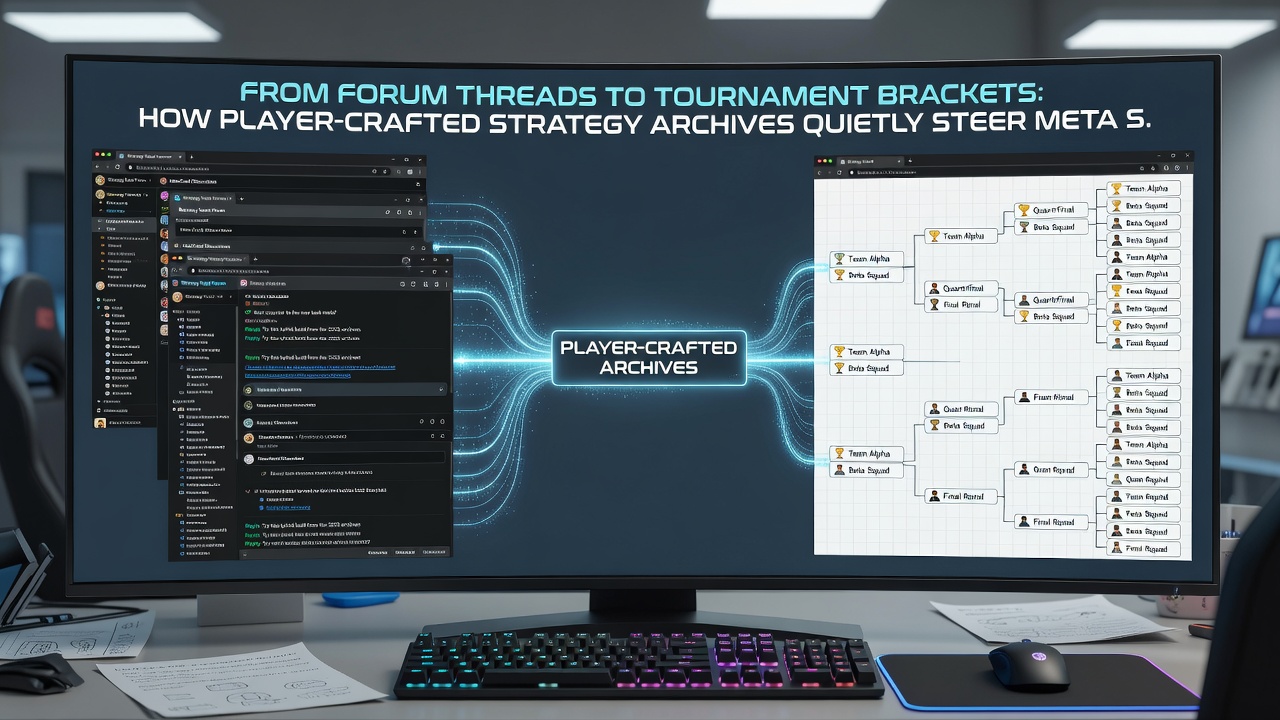 Tournament bracket display overlaid with player strategy notes and mobile interface elements