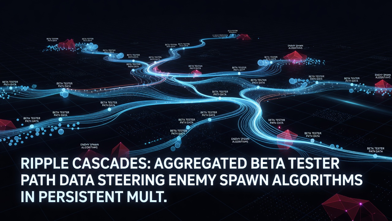 Live server dashboard displaying real-time ripple cascade adjustments to enemy spawns based on aggregated player path data
