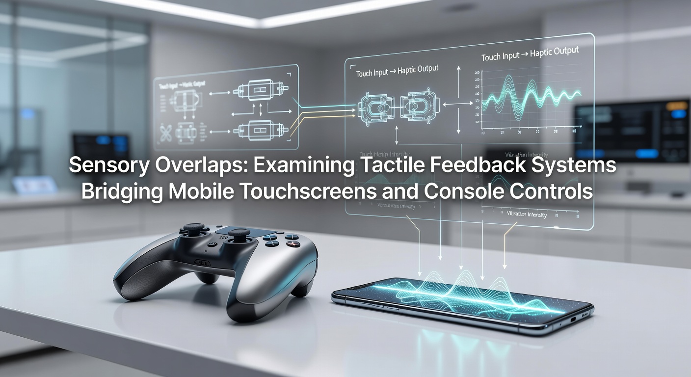 Split image showing side-by-side comparison of mobile haptic response graphs and console controller trigger tension curves during gameplay testing