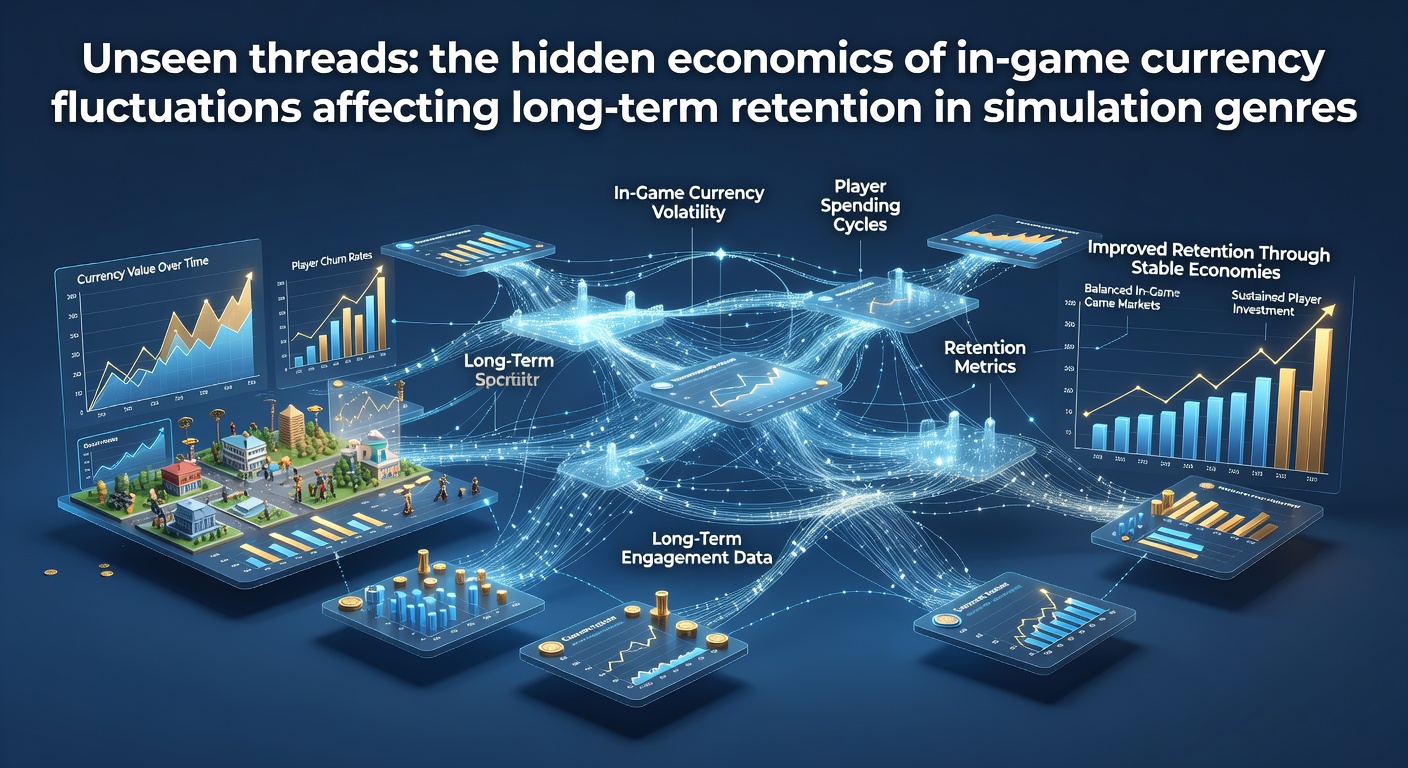 Visual representation of in-game currency flows and player retention metrics in simulation games