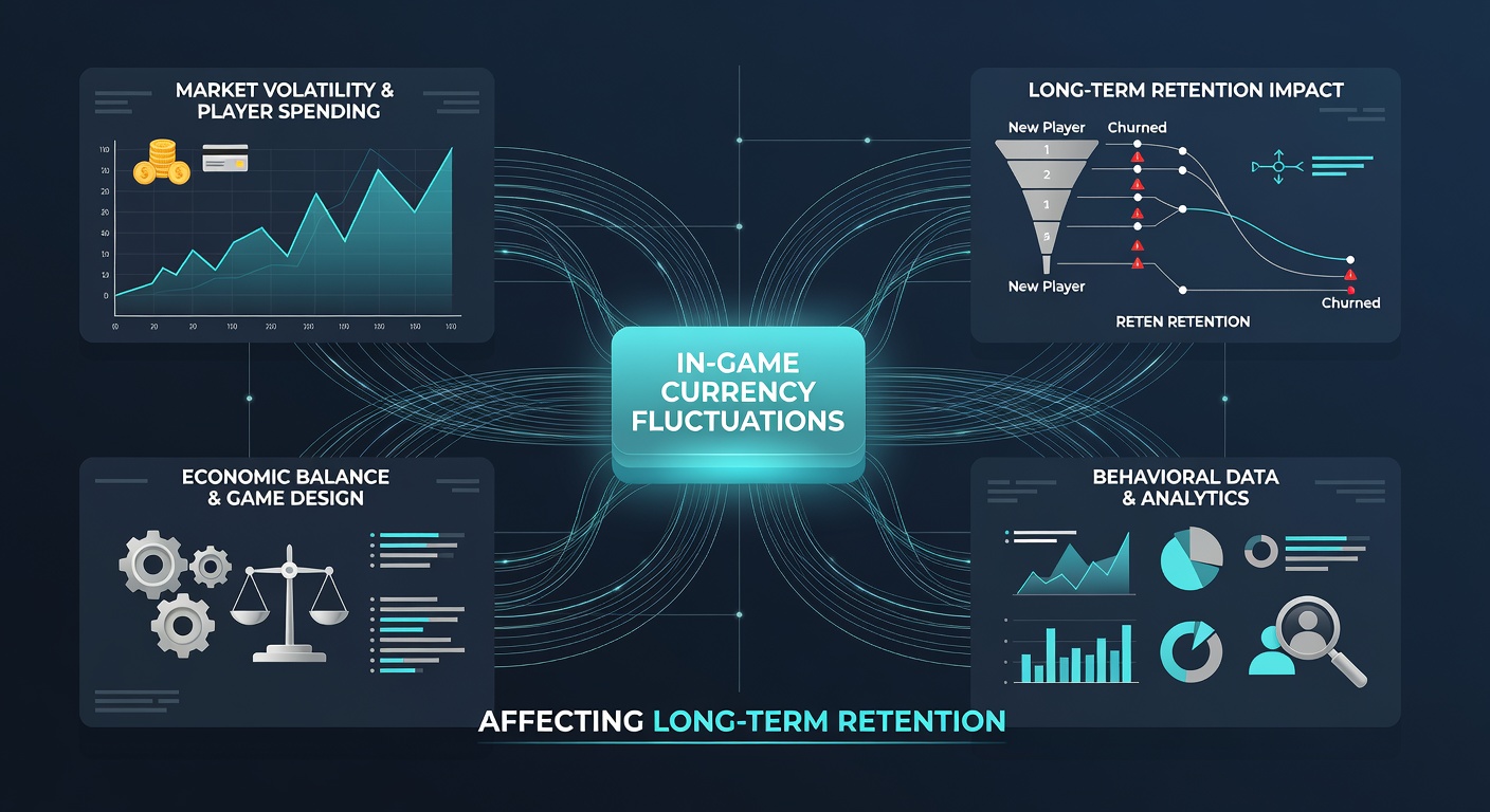 Chart illustrating retention curves alongside currency value trends in simulation games