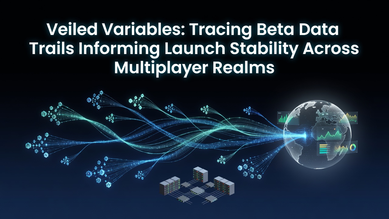 Beta testing interface showing data trails and server metrics in a multiplayer game environment