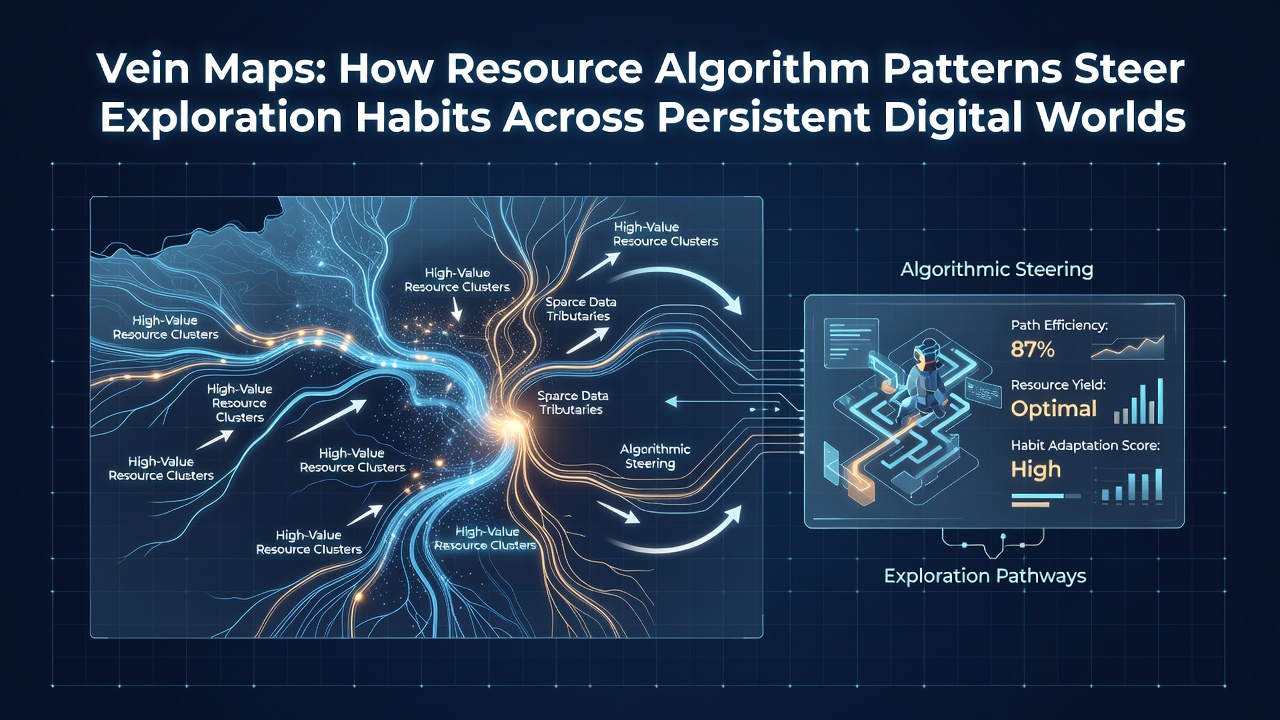 Player exploration routes overlaid on resource vein patterns in a live digital environment